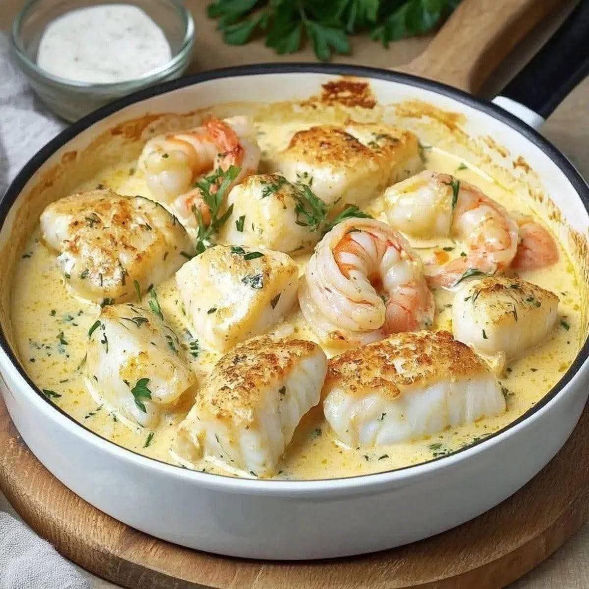 Creamy Garlic Seafood Skillet - Find Recipes